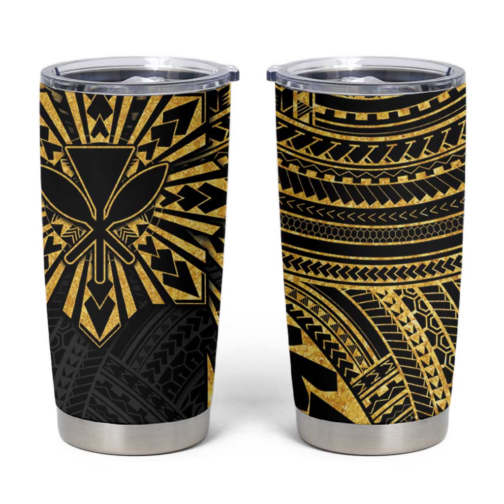 Hawaii And Philippines Tumbler Cup Kanaka Maoli With Tribal Sun Together Gold