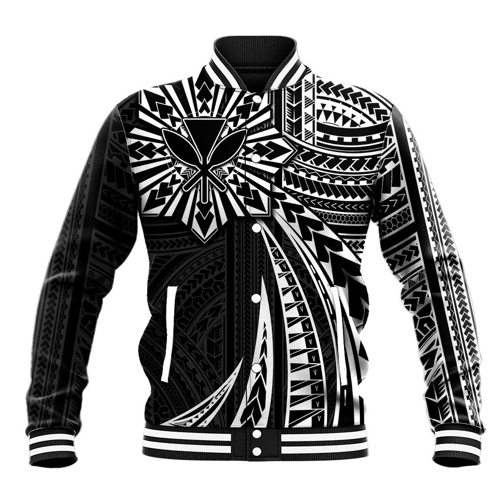 Hawaii And Philippines Baseball Jacket Kanaka Maoli With Tribal Sun Together Black