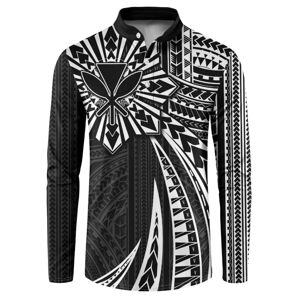 Hawaii And Philippines Button Sweatshirt Kanaka Maoli With Tribal Sun Together Black LT05 Black - Polynesian Pride