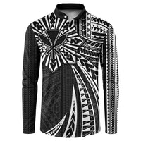Hawaii And Philippines Button Sweatshirt Kanaka Maoli With Tribal Sun Together Black LT05 Black - Polynesian Pride