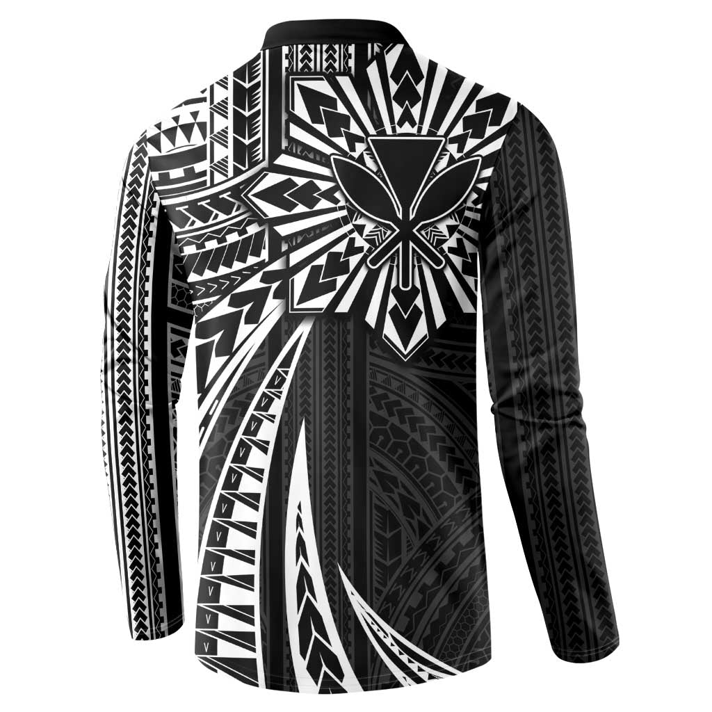 Hawaii And Philippines Button Sweatshirt Kanaka Maoli With Tribal Sun Together Black LT05 - Polynesian Pride