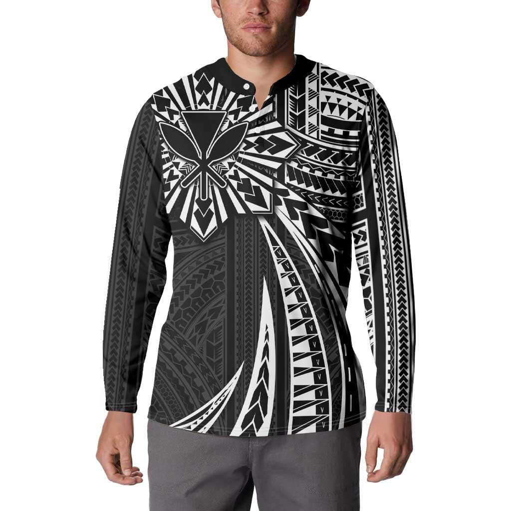 Hawaii And Philippines Button Sweatshirt Kanaka Maoli With Tribal Sun Together Black LT05 - Polynesian Pride