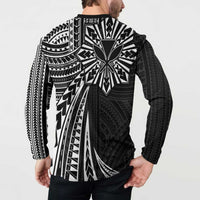Hawaii And Philippines Button Sweatshirt Kanaka Maoli With Tribal Sun Together Black LT05 - Polynesian Pride