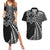 Hawaii And Philippines Couples Matching Summer Maxi Dress and Hawaiian Shirt Kanaka Maoli With Tribal Sun Together Black