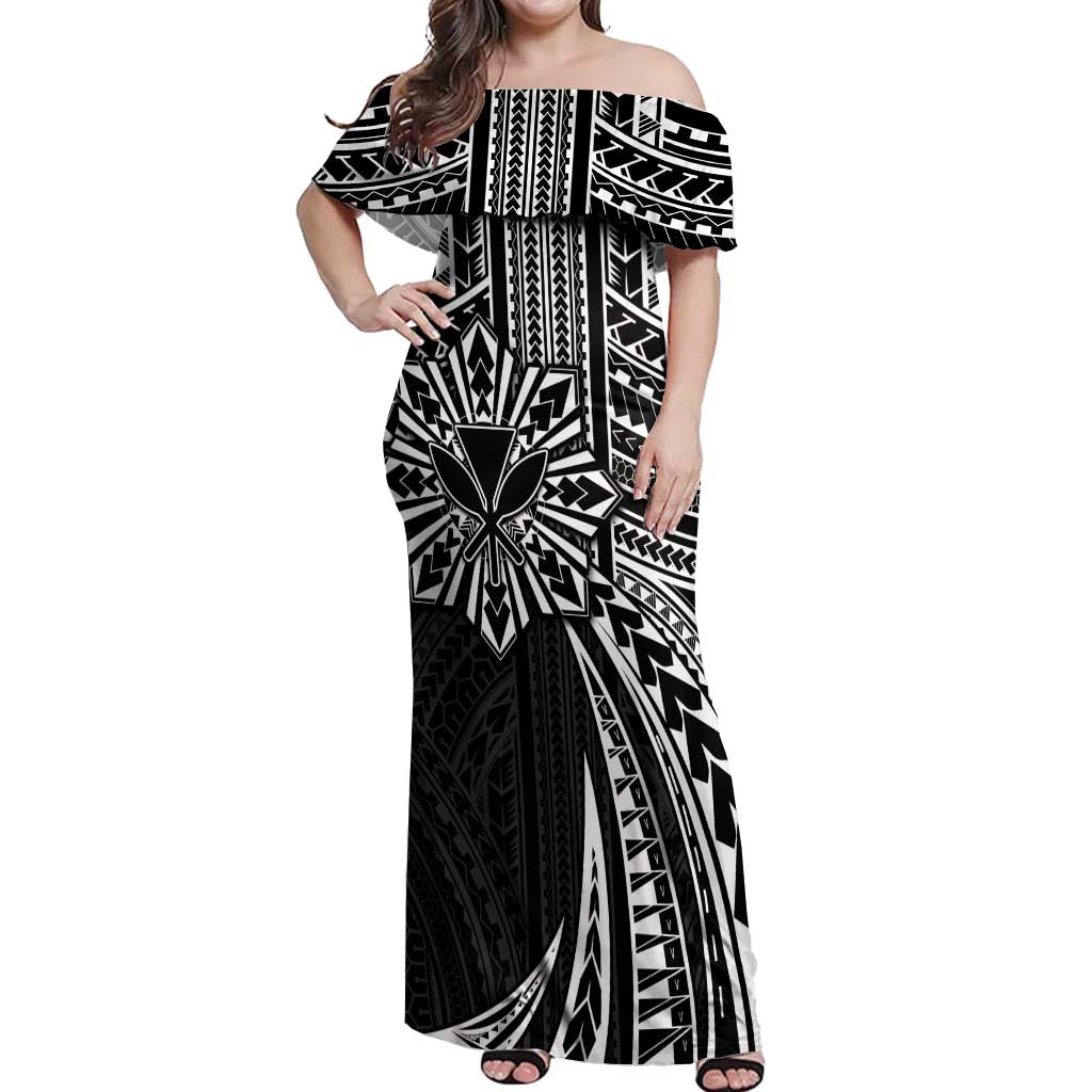 Hawaii And Philippines Off Shoulder Maxi Dress Kanaka Maoli With Tribal Sun Together Black