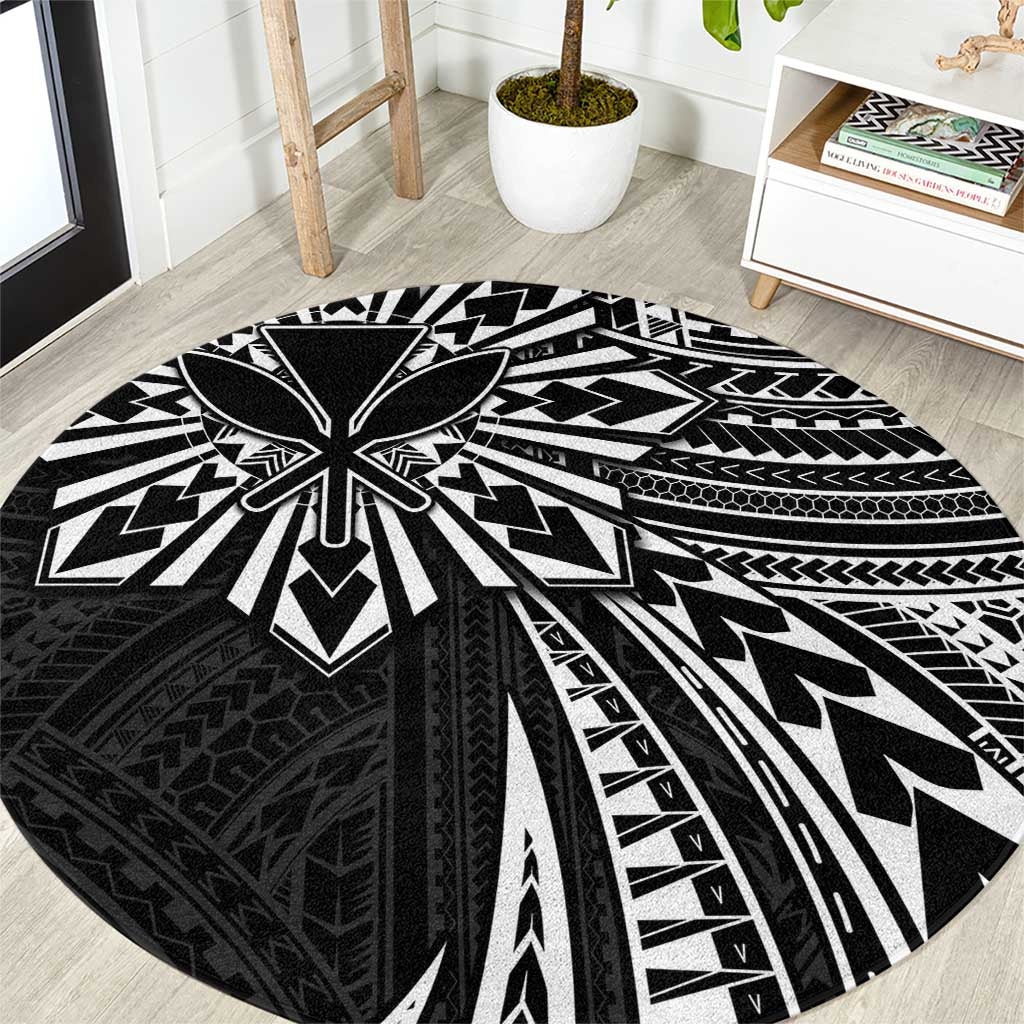 Hawaii And Philippines Round Carpet Kanaka Maoli With Tribal Sun Together Black LT05 Black - Polynesian Pride