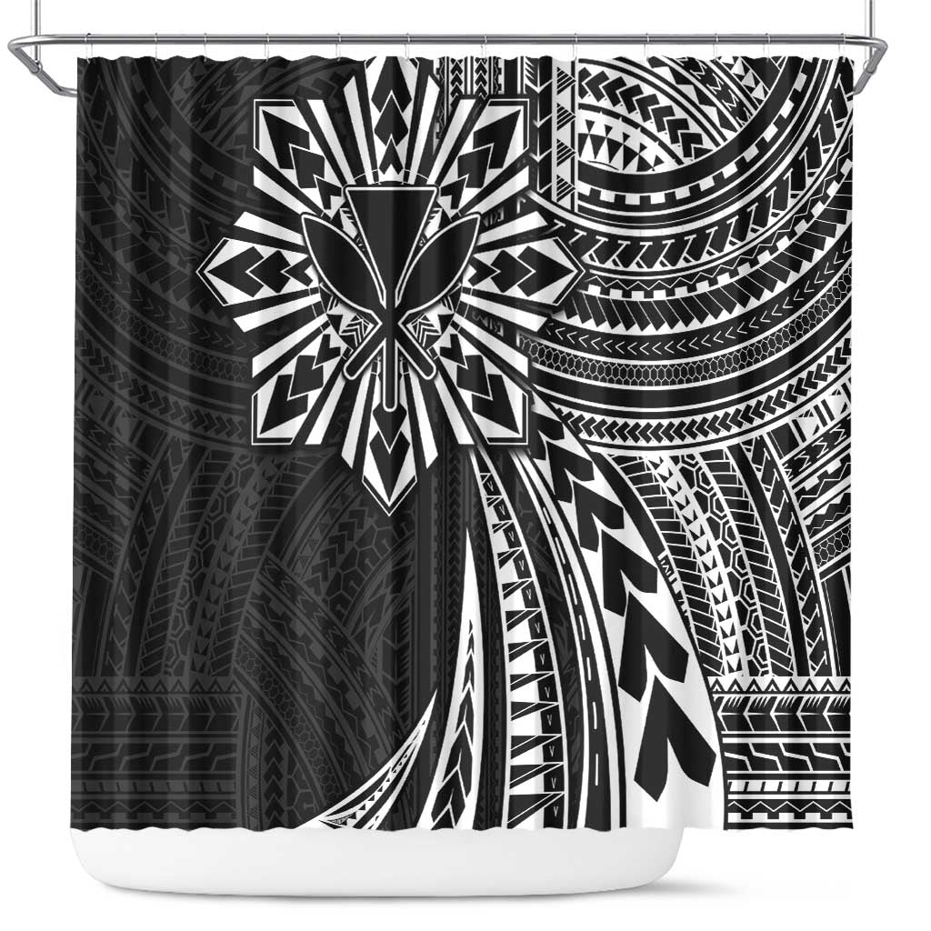 Hawaii And Philippines Shower Curtain Kanaka Maoli With Tribal Sun Together Black LT05 Black - Polynesian Pride