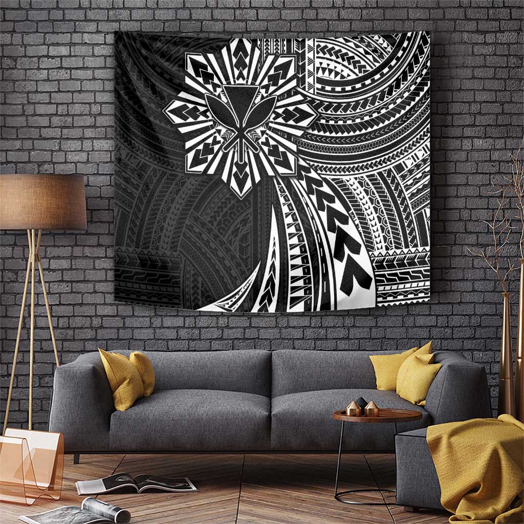 Hawaii And Philippines Tapestry Kanaka Maoli With Tribal Sun Together Black