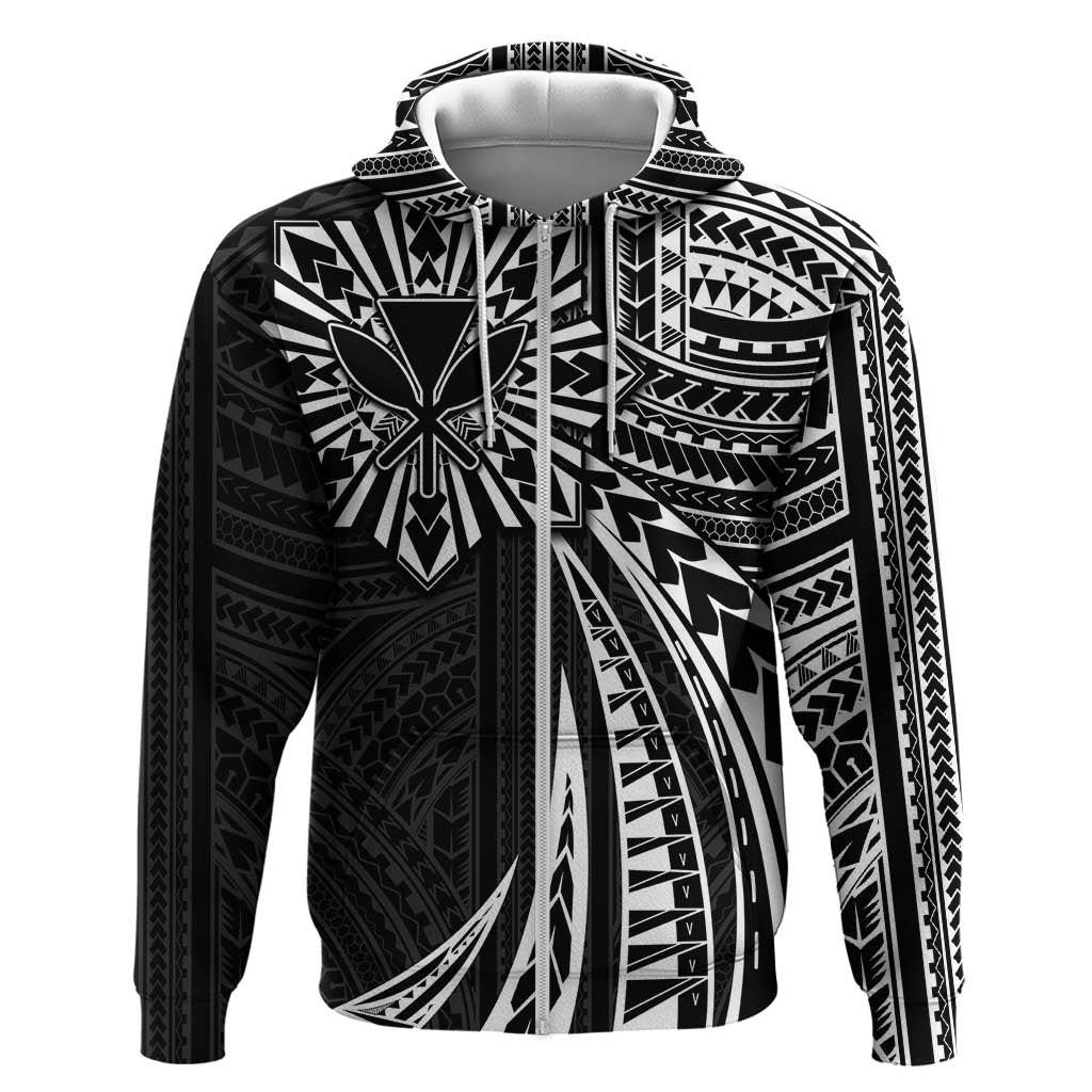 Hawaii And Philippines Zip Hoodie Kanaka Maoli With Tribal Sun Together Black LT05 Zip Hoodie Black - Polynesian Pride