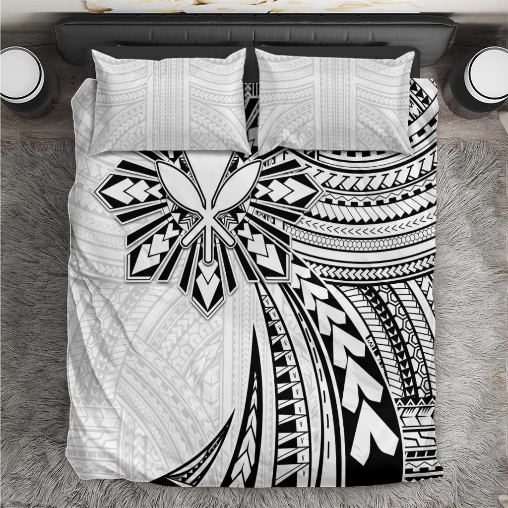 Hawaii And Philippines Bedding Set Kanaka Maoli With Tribal Sun Together White LT05 White - Polynesian Pride