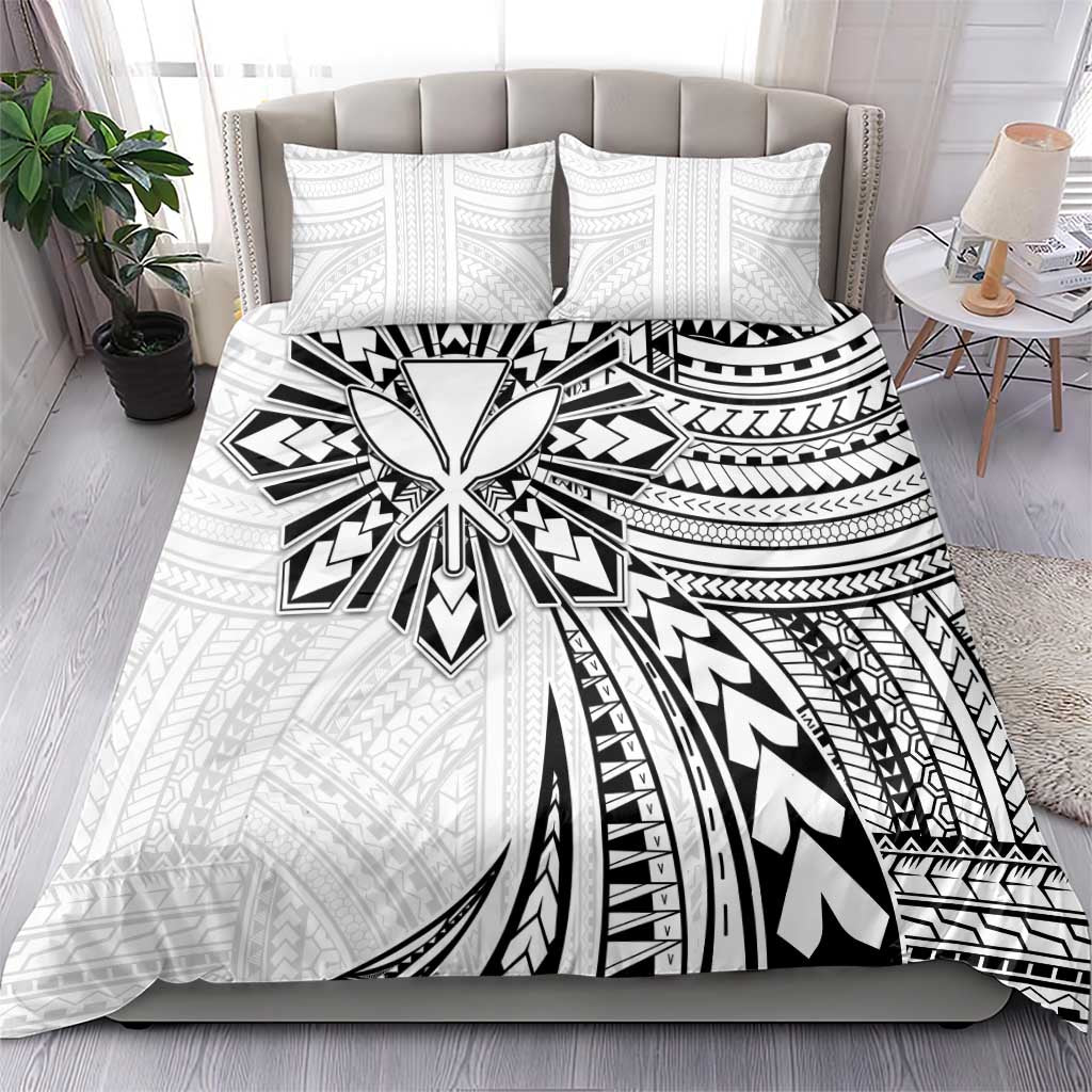 Hawaii And Philippines Bedding Set Kanaka Maoli With Tribal Sun Together White LT05 - Polynesian Pride
