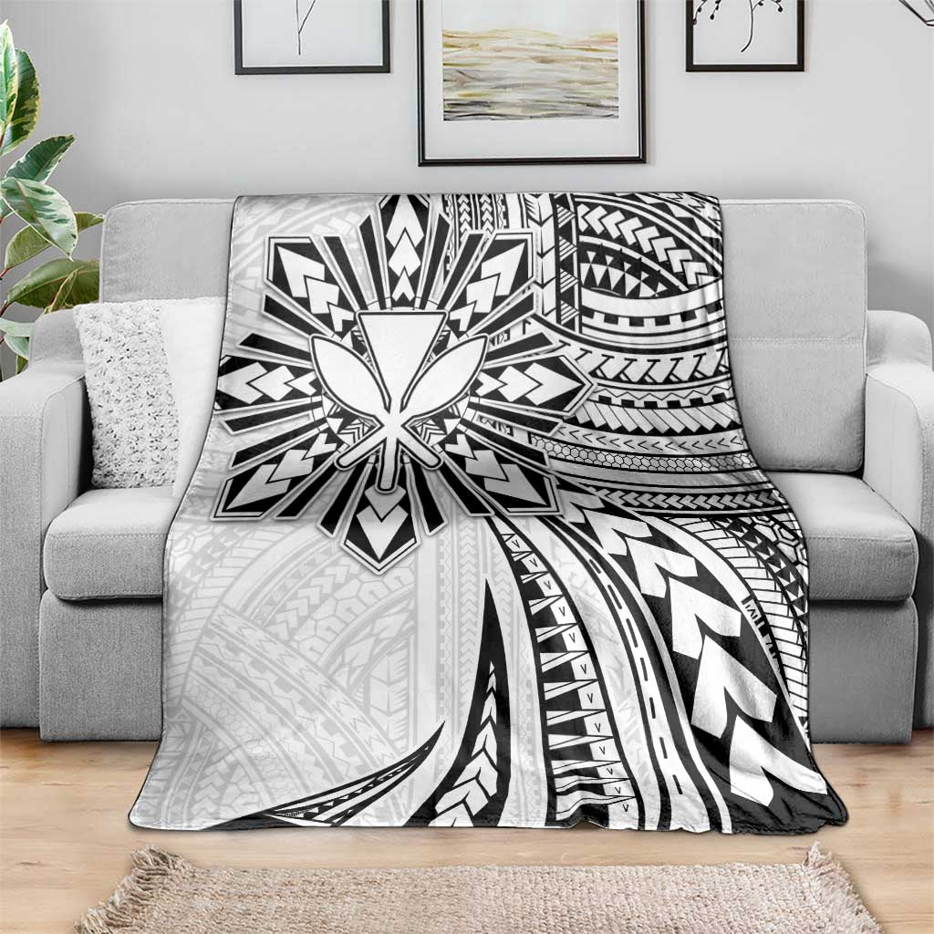 Hawaii And Philippines Blanket Kanaka Maoli With Tribal Sun Together White LT05 - Polynesian Pride