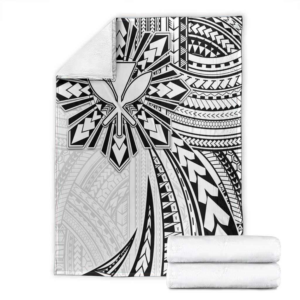 Hawaii And Philippines Blanket Kanaka Maoli With Tribal Sun Together White LT05 - Polynesian Pride