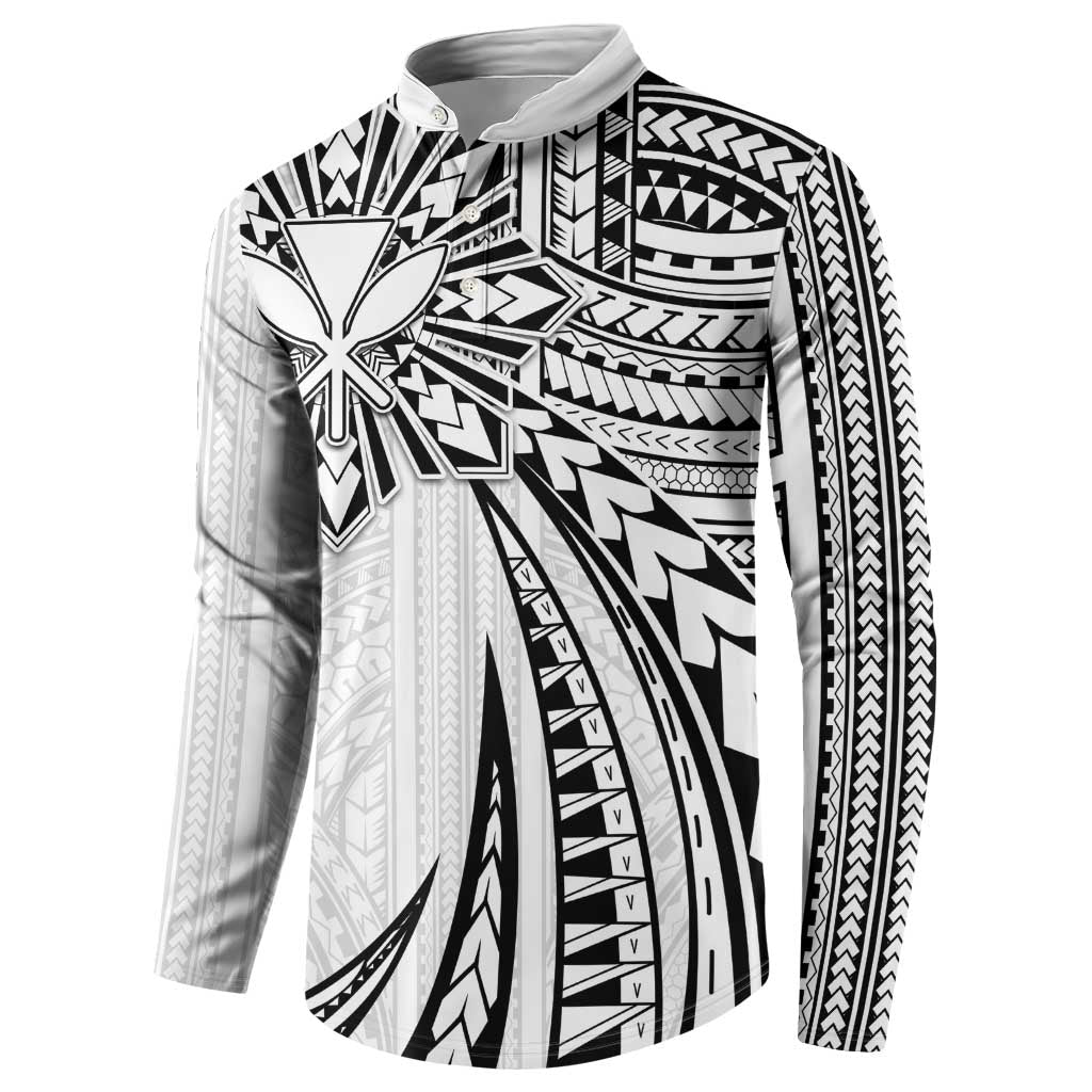 Hawaii And Philippines Button Sweatshirt Kanaka Maoli With Tribal Sun Together White LT05 - Polynesian Pride