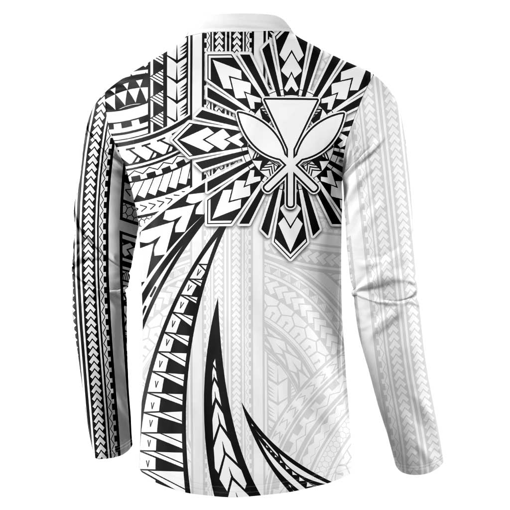 Hawaii And Philippines Button Sweatshirt Kanaka Maoli With Tribal Sun Together White LT05 - Polynesian Pride