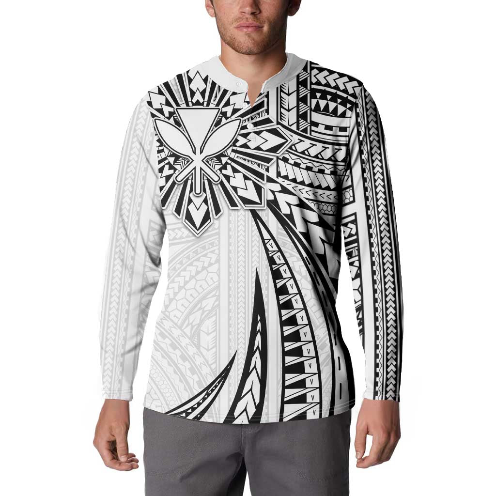 Hawaii And Philippines Button Sweatshirt Kanaka Maoli With Tribal Sun Together White LT05 - Polynesian Pride