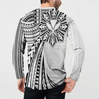 Hawaii And Philippines Button Sweatshirt Kanaka Maoli With Tribal Sun Together White LT05 - Polynesian Pride