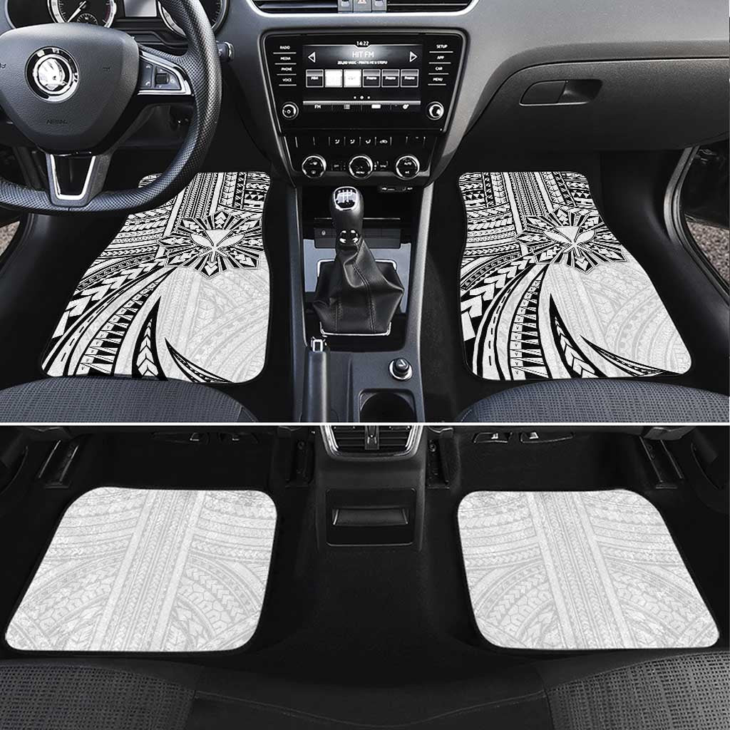Hawaii And Philippines Car Mats Kanaka Maoli With Tribal Sun Together White LT05 Set 4pcs White - Polynesian Pride