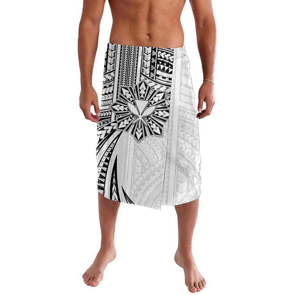 Hawaii And Philippines Lavalava Kanaka Maoli With Tribal Sun Together White LT05 White - Polynesian Pride