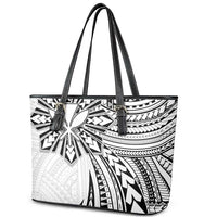 Hawaii And Philippines Leather Tote Bag Kanaka Maoli With Tribal Sun Together White LT05 - Polynesian Pride