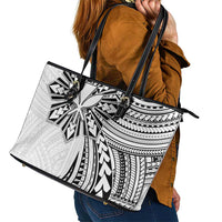 Hawaii And Philippines Leather Tote Bag Kanaka Maoli With Tribal Sun Together White LT05 - Polynesian Pride