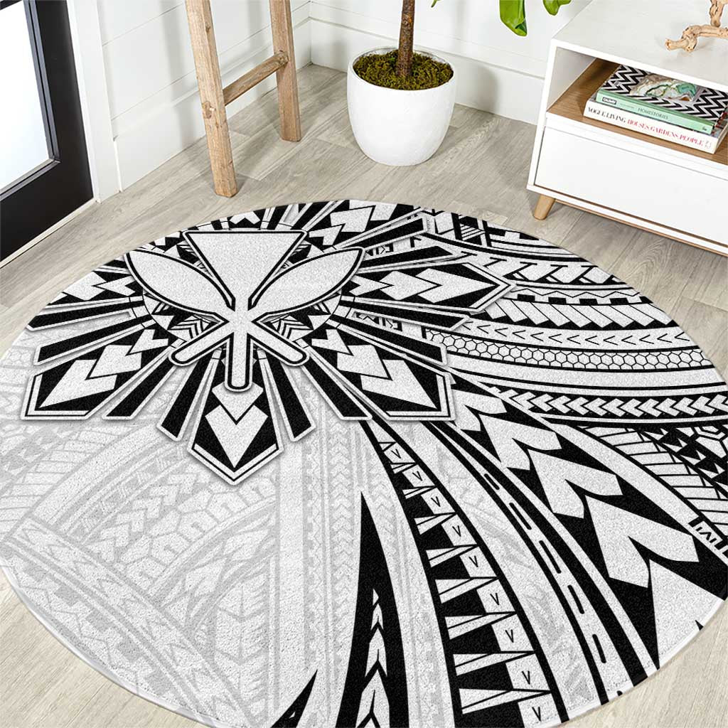 Hawaii And Philippines Round Carpet Kanaka Maoli With Tribal Sun Together White LT05 White - Polynesian Pride