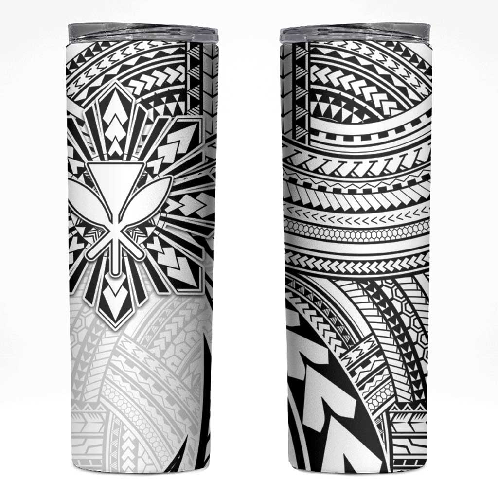 Hawaii And Philippines Skinny Tumbler Kanaka Maoli With Tribal Sun Together White