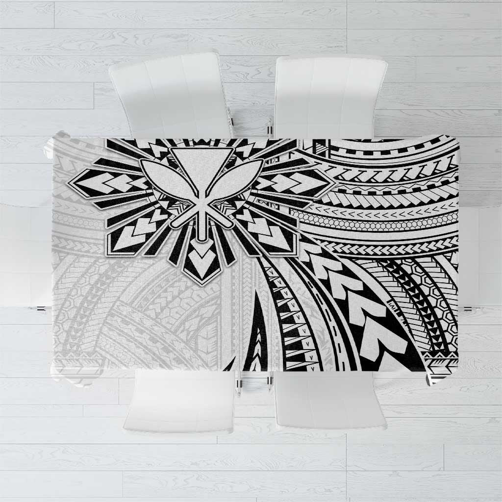 Hawaii And Philippines Tablecloth Kanaka Maoli With Tribal Sun Together White LT05 White - Polynesian Pride