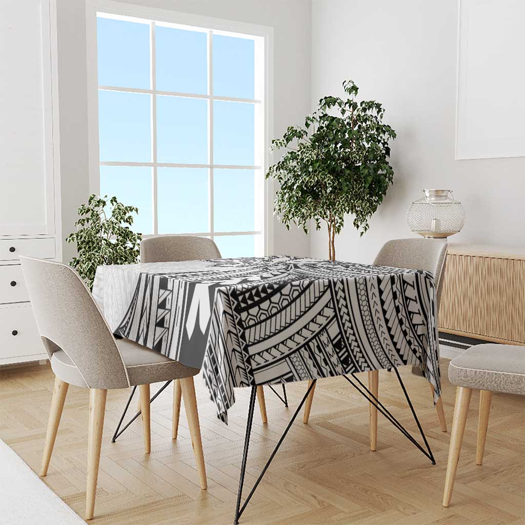 Hawaii And Philippines Tablecloth Kanaka Maoli With Tribal Sun Together White LT05 - Polynesian Pride