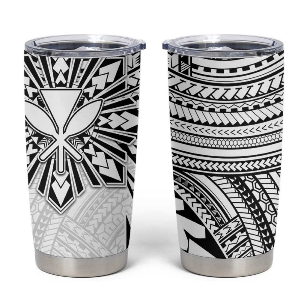 Hawaii And Philippines Tumbler Cup Kanaka Maoli With Tribal Sun Together White LT05 White - Polynesian Pride