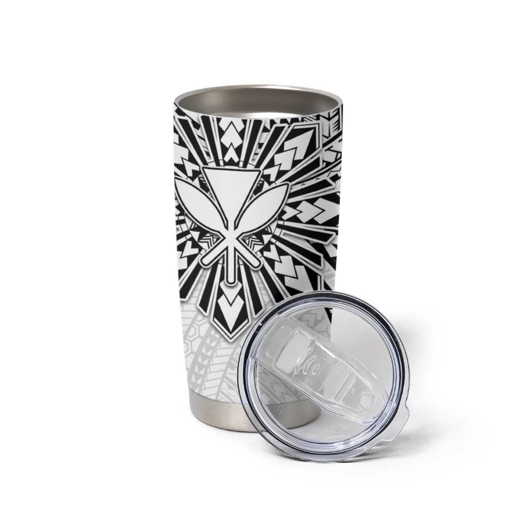 Hawaii And Philippines Tumbler Cup Kanaka Maoli With Tribal Sun Together White LT05 - Polynesian Pride