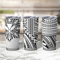 Hawaii And Philippines Tumbler Cup Kanaka Maoli With Tribal Sun Together White LT05 - Polynesian Pride