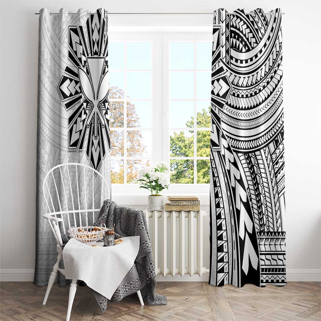 Hawaii And Philippines Window Curtain Kanaka Maoli With Tribal Sun Together White LT05 - Polynesian Pride
