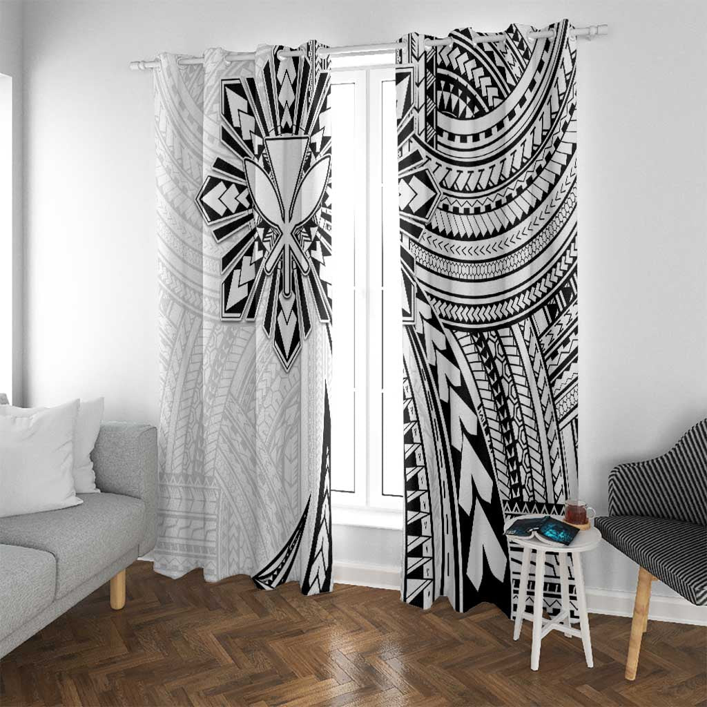 Hawaii And Philippines Window Curtain Kanaka Maoli With Tribal Sun Together White LT05 With Grommets White - Polynesian Pride