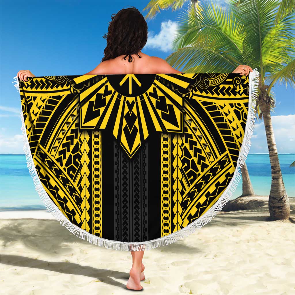 Hawaii And Philippines Together Beach Blanket Polynesian Pattern With Filipino Barong Gold LT05 - Polynesian Pride