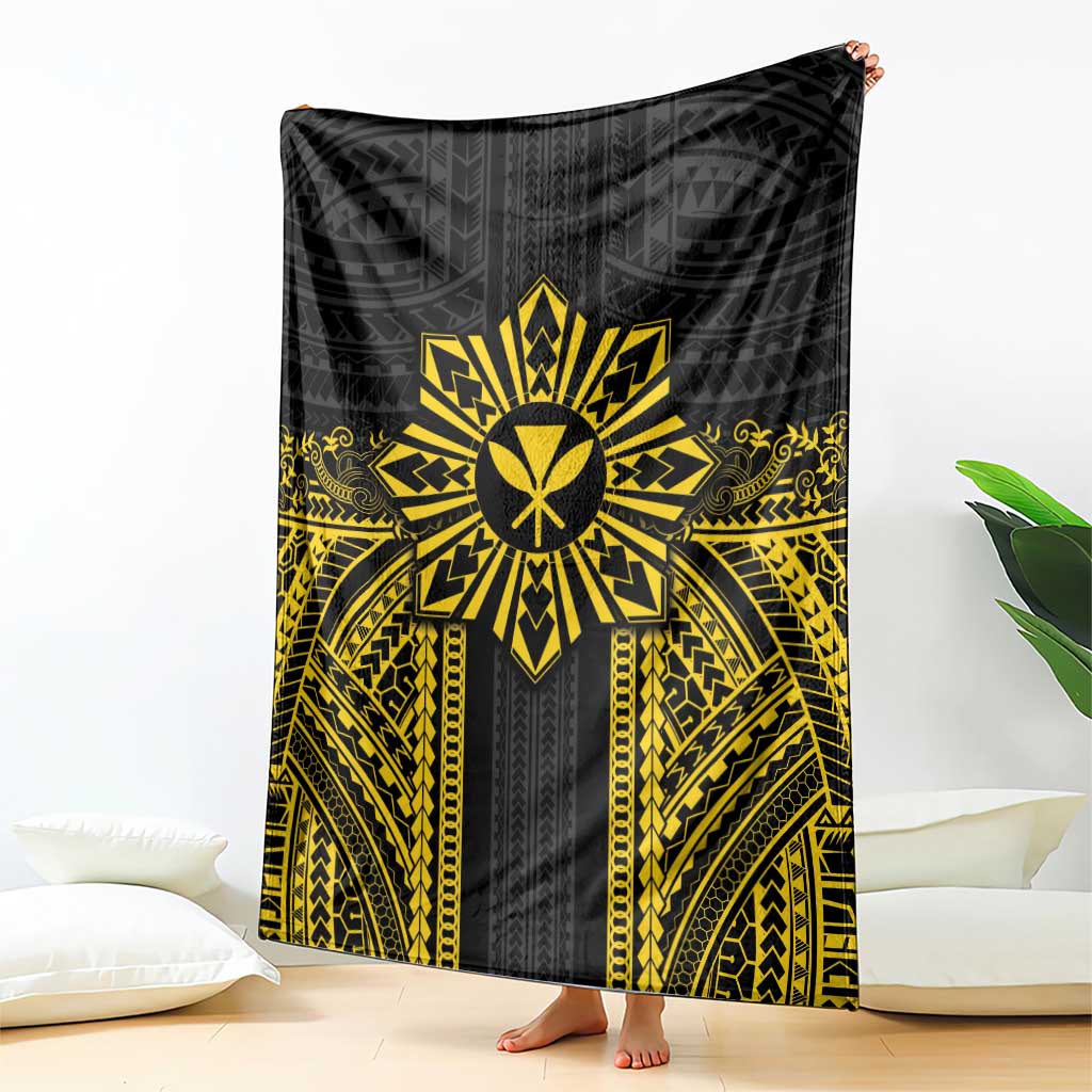 Hawaii And Philippines Together Blanket Polynesian Pattern With Filipino Barong Gold LT05 - Polynesian Pride