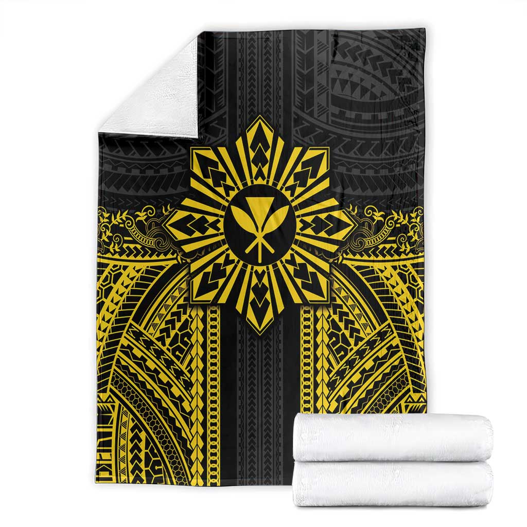 Hawaii And Philippines Together Blanket Polynesian Pattern With Filipino Barong Gold LT05 - Polynesian Pride