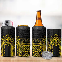 Hawaii And Philippines Together 4 in 1 Can Cooler Tumbler Polynesian Pattern With Filipino Barong Gold LT05 - Polynesian Pride