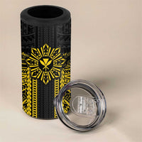 Hawaii And Philippines Together 4 in 1 Can Cooler Tumbler Polynesian Pattern With Filipino Barong Gold LT05 - Polynesian Pride