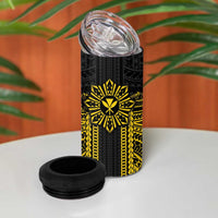 Hawaii And Philippines Together 4 in 1 Can Cooler Tumbler Polynesian Pattern With Filipino Barong Gold LT05 - Polynesian Pride