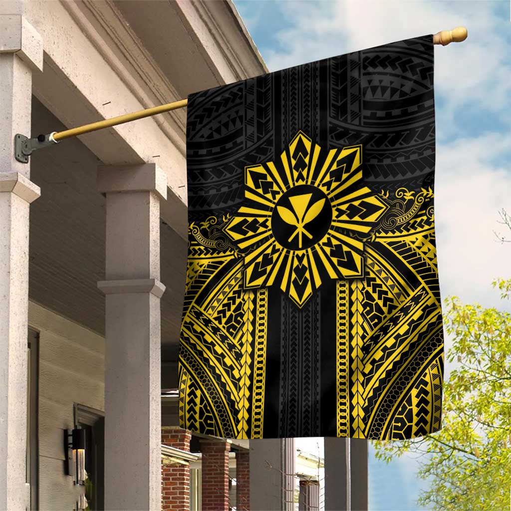 Hawaii And Philippines Together Garden Flag Polynesian Pattern With Filipino Barong Gold LT05 House Flag Gold - Polynesian Pride