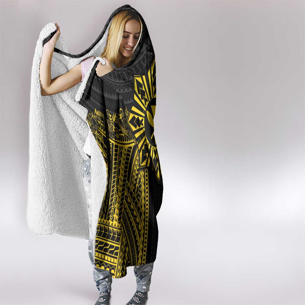 Hawaii And Philippines Together Hooded Blanket Polynesian Pattern With Filipino Barong Gold LT05 - Polynesian Pride