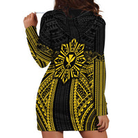Hawaii And Philippines Together Hoodie Dress Polynesian Pattern With Filipino Barong Gold LT05 - Polynesian Pride