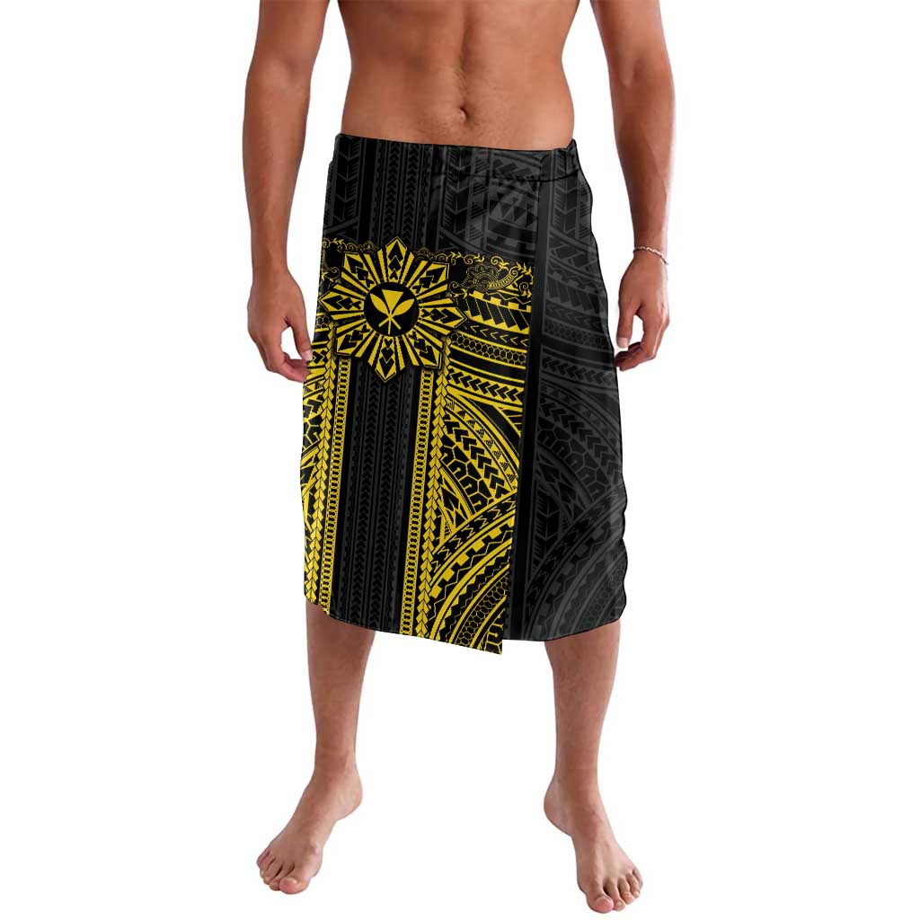 Hawaii And Philippines Together Lavalava Polynesian Pattern With Filipino Barong Gold LT05 Gold - Polynesian Pride
