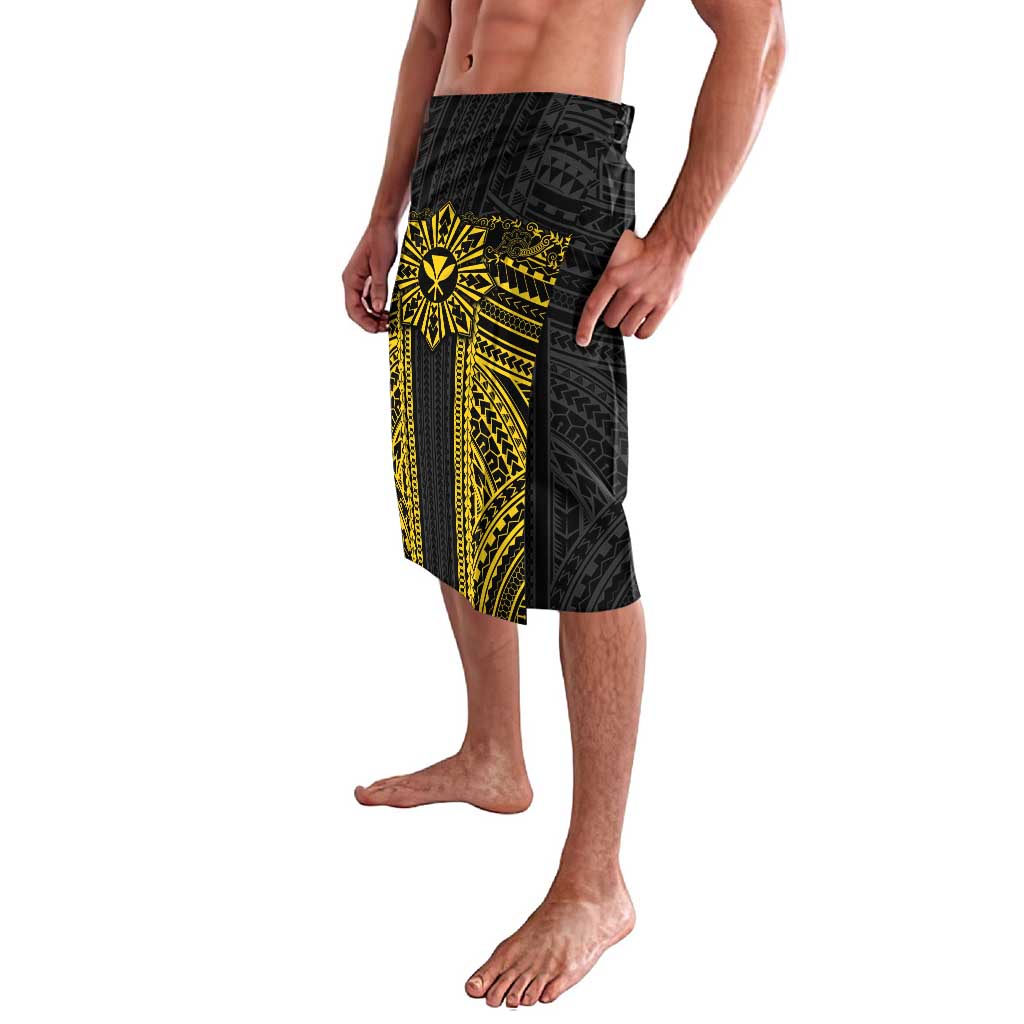 Hawaii And Philippines Together Lavalava Polynesian Pattern With Filipino Barong Gold LT05 - Polynesian Pride