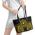 Hawaii And Philippines Together Leather Tote Bag Polynesian Pattern With Filipino Barong Gold