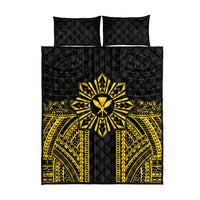 Hawaii And Philippines Together Quilt Bed Set Polynesian Pattern With Filipino Barong Gold LT05 - Polynesian Pride