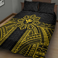 Hawaii And Philippines Together Quilt Bed Set Polynesian Pattern With Filipino Barong Gold LT05 - Polynesian Pride
