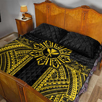 Hawaii And Philippines Together Quilt Bed Set Polynesian Pattern With Filipino Barong Gold LT05 - Polynesian Pride