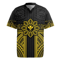Hawaii And Philippines Together Rugby Jersey Polynesian Pattern With Filipino Barong Gold LT05 Gold - Polynesian Pride